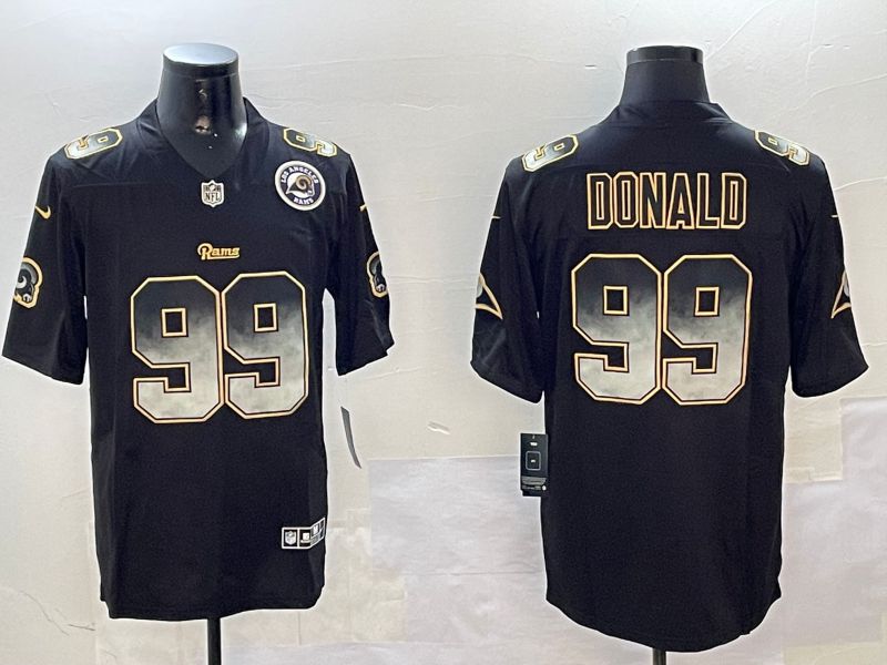 Men Los Angeles Rams #99 Donald Black Nike Smoke Fashion 2024 Limited NFL Jersey style 2